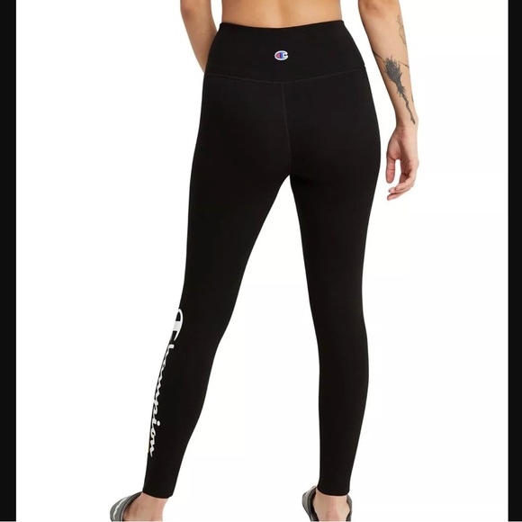 Champion Athleticwear High Waisted Graphic Logo Leggings 7/8 Length Cotton - Picture 2 of 10